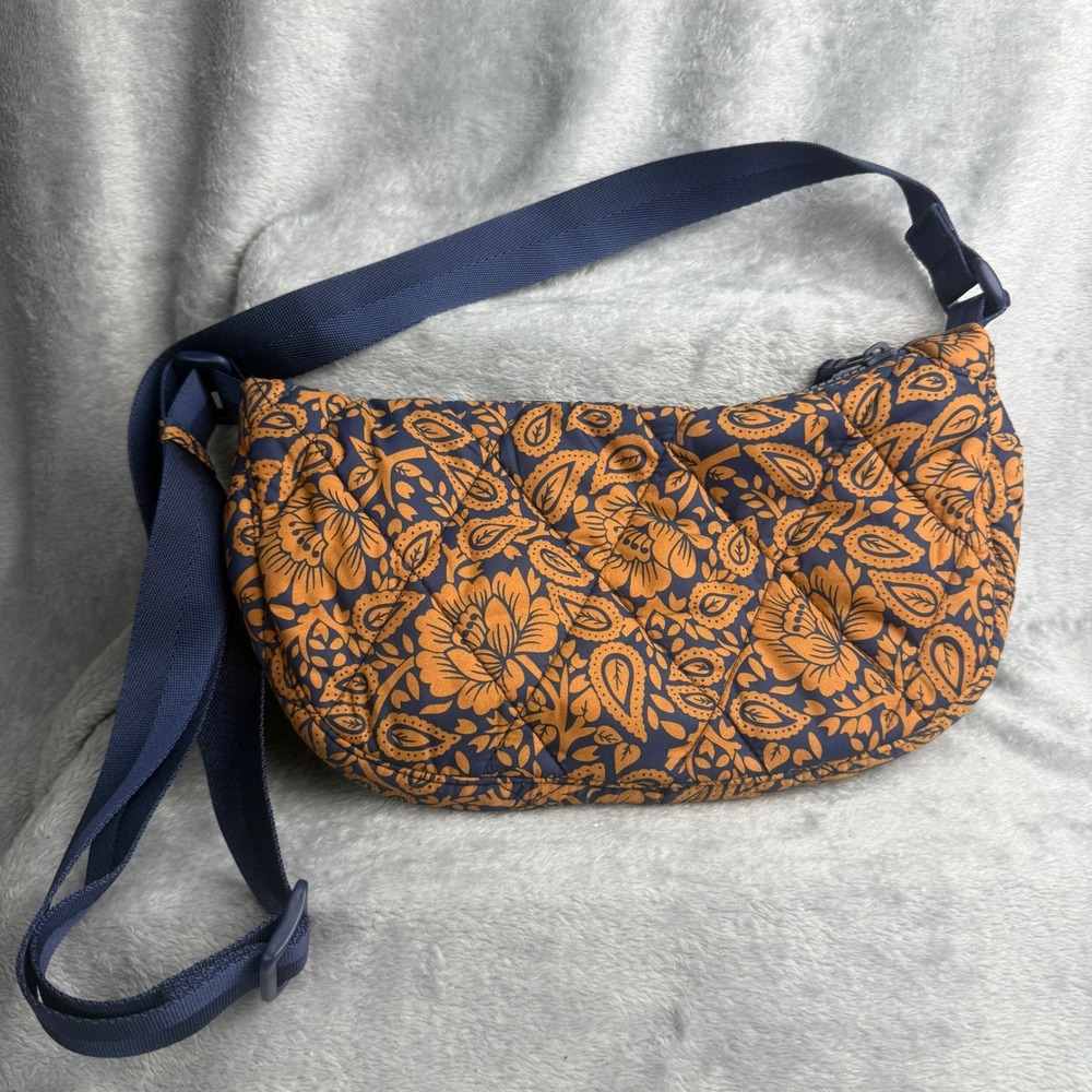 Vera Bradley Quilted Paisley Crossbody Bag Blue Orange Floral VBC24